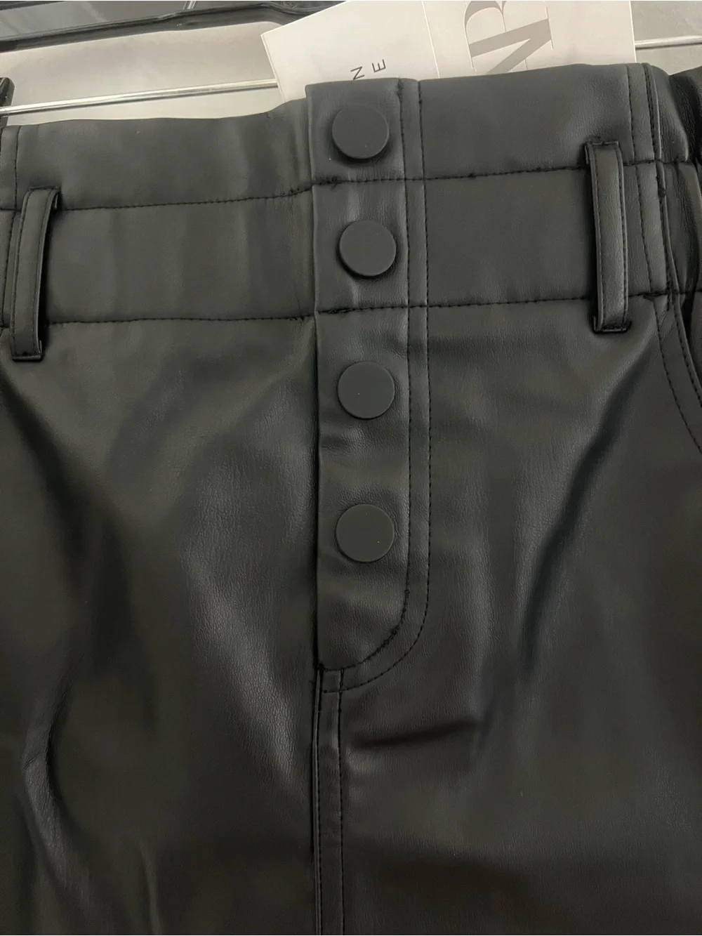 NWT Zara Black Faux Leather Paperbag Mini Skirt Medium